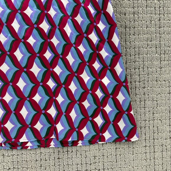 Marella Pure Silk Blouse Womens  Size 2 Multicolor Sleeveless Geometric Pattern - Picture 4 of 12